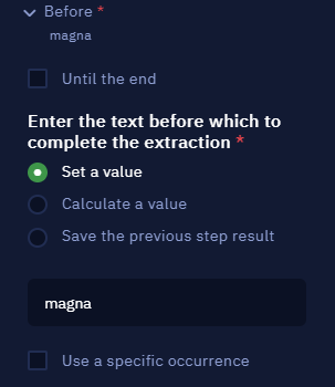 Setting the Before parameter