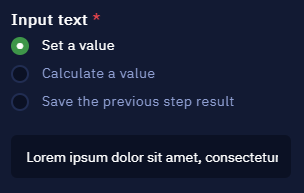 Input text parameter section